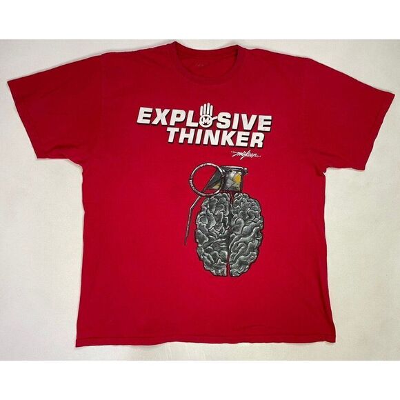Miskeen Explosive Thinker Graphic T-shirt Men 3XL Red Short Sleeve - Picture 1 of 7